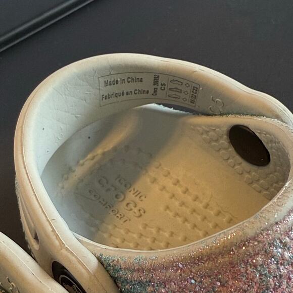 Crocs Classic Clog Kids C5 Glitter Rainbow Ombre Sparkle Slip-On Shoes - Picture 4 of 10